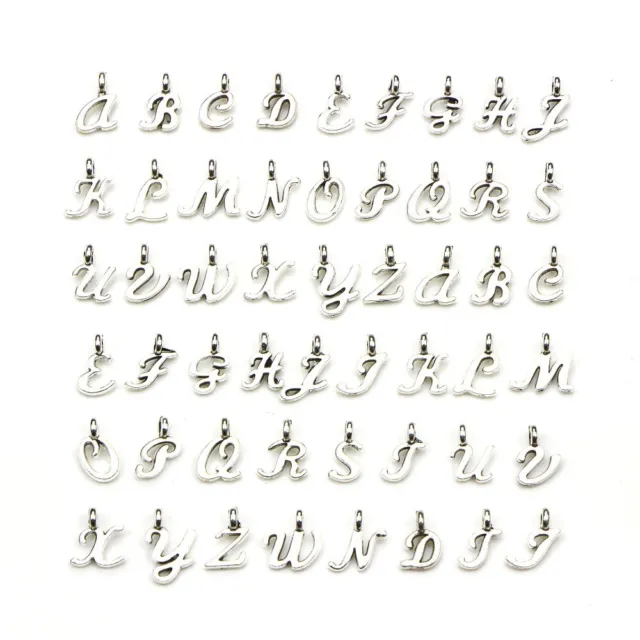 Mini Alphabet baumeln Charme Silber 26 Brief A-Z Anhänger  Für Armband Ohrring
