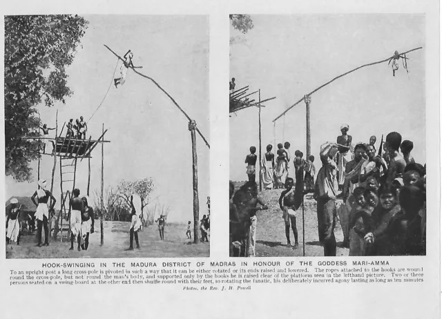 CRAZY HOOK SWINGING MADURA DISTRICT MADRAS ACROBAT ? INDIA c 1920 CLIP CLIPPING