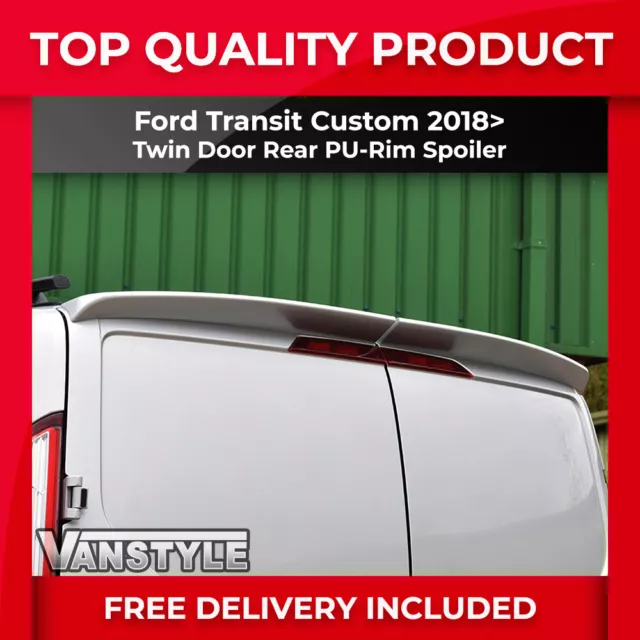 Fits Ford Transit Custom 18-23 Rear Twin Barn Door Spoiler Quality Pu Not Grp