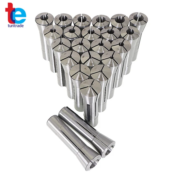 23 Piece R8 Collet Set Fractional 1/16" to 3/4" High Precision for Bridgeport