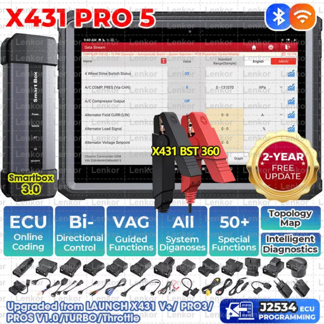 LAUNCH X431 PRO5 PAD 5 Car Diagnostic Scanner Tool ECU Coding Online Programming