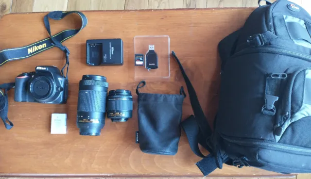 Nikon D3500 DSLR Camera with 18-55mm & 70-300mm Lenses plus carry bag.