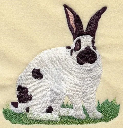 Embroidered Long-Sleeved T-Shirt - Checkered Giant Rabbit M1756 Sizes S - XXL