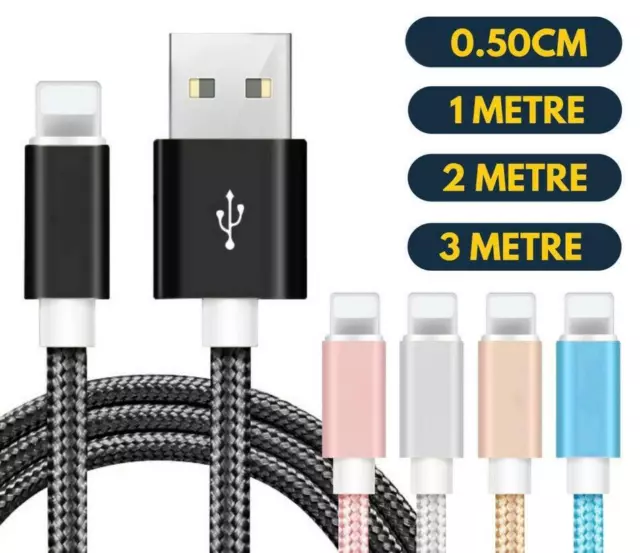 1M 2M 3M Strong Braided USB Data Sync Charger Cable Lead For iPhone11 X XR XS 87