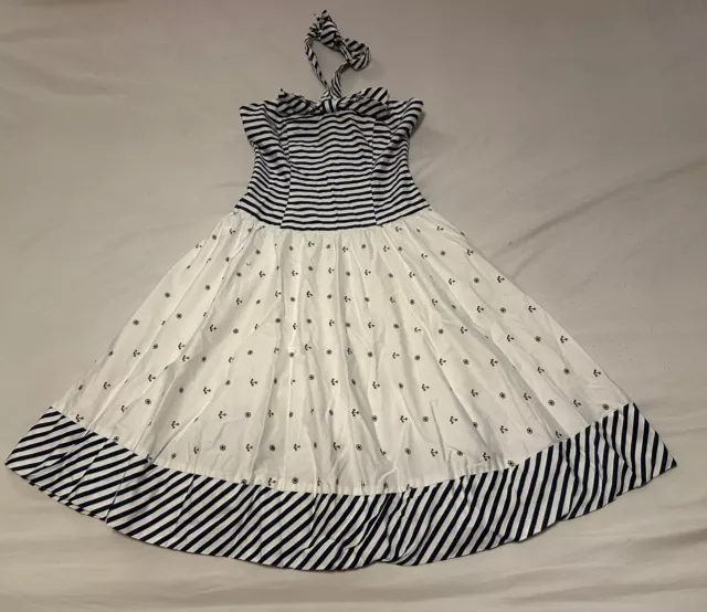 Unique Vintage Nautical Halter Style Swing Dress Women’s Size Small