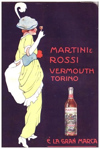 Pubblicita' 1915 Martini E Rossi Vermouth Torino Vino Liberty Torino Arte Style