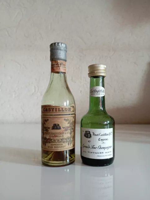 2 old mini bottles cognac Castillon