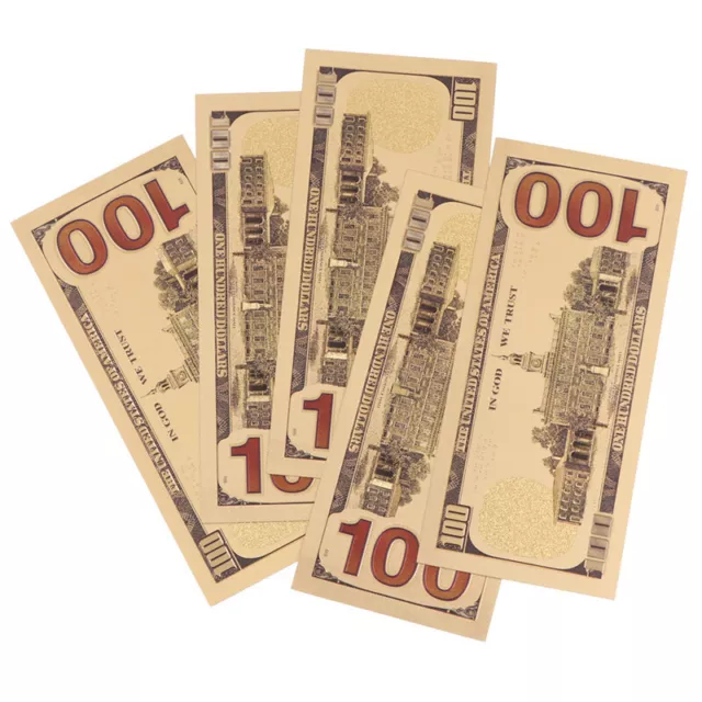 5pcs US$100 dollar 24k Gold Foil Golden USD Paper Money Banknotes Crafts URUK