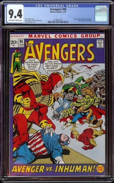 Avengers # 95 CGC 9.4 OW/W (Marvel, 1972) John Buscema Pictureframe cover