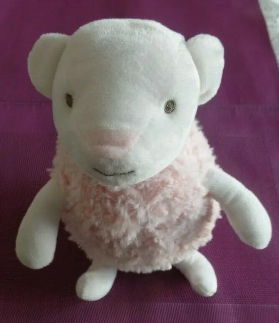 S5 / peluche doudou mouton blanc rose ATMOSPHERA