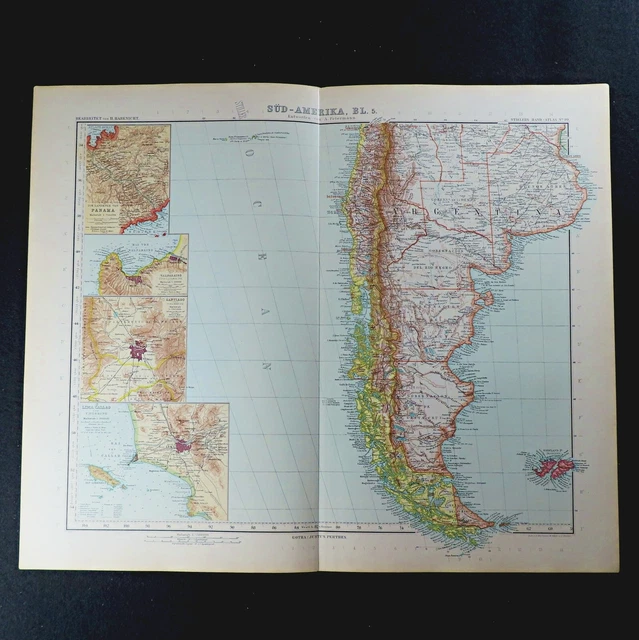 ANCIEN CARTE DE Panama Argentine Lima Pérou Santiago Sud Amérique Allemand 1907 EUR 63,09
