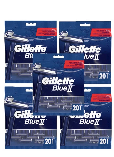 100 uds navaja de afeitar desechable azul para hombre (5 paquetes de 20)