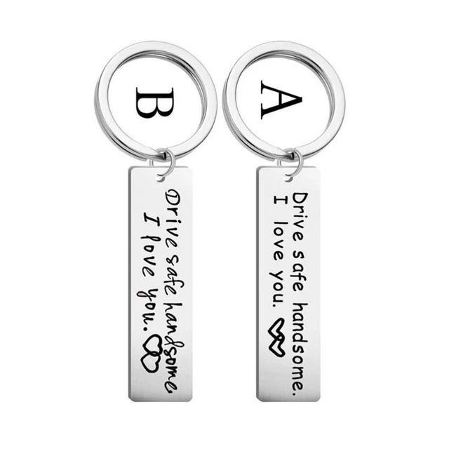 Portachiavi personalizzato inciso Drive Safe personalizzato monogramma nome testo portachiavi barra in acciaio inossidabile portachiavi regalo personalizzato per lei  36