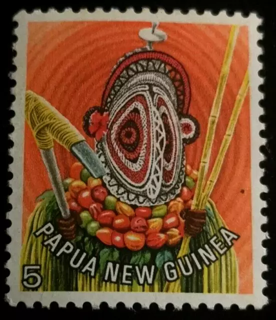 Papua & New Guinea: 1978 Headdresses 5 T. (Collectible Stamp).