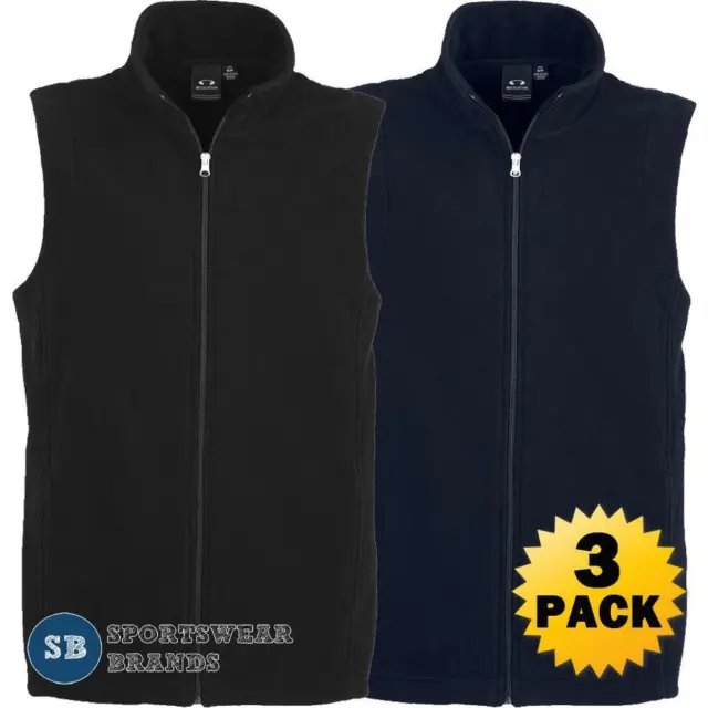 3 x Mens Vest Fleece Tradie Uniform Size XS S M L XL 2XL 3XL 5XL Work New F233MN