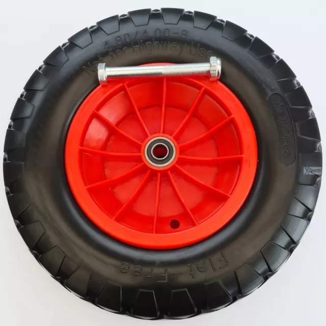 16” 4.80/4.00-8 PU Red Wheelbarrow Wheel 8'' Rim Puncture Proof. Barrow 16mm ID