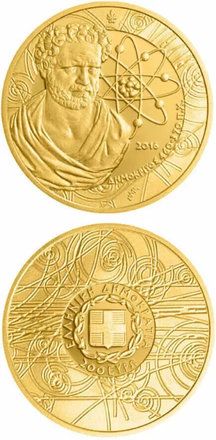 200 Euro Goldmünze, Griechenland, Demokrit, Vater der Kernphysik