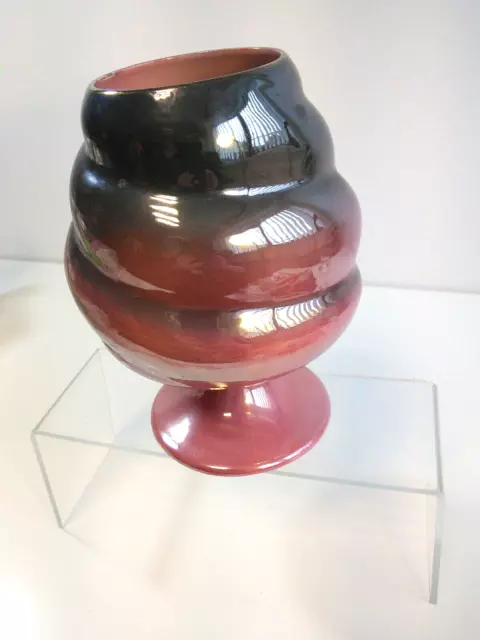Maling Pedestal Vase  Pink and Grey Lustreware Goblet Shaped Excellent Condition