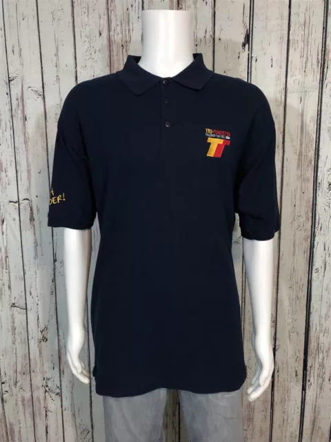 Ultra Club Polo Shirt LARGE Men's Tru-Tungsten Fishing Weights Fish Harder Navy