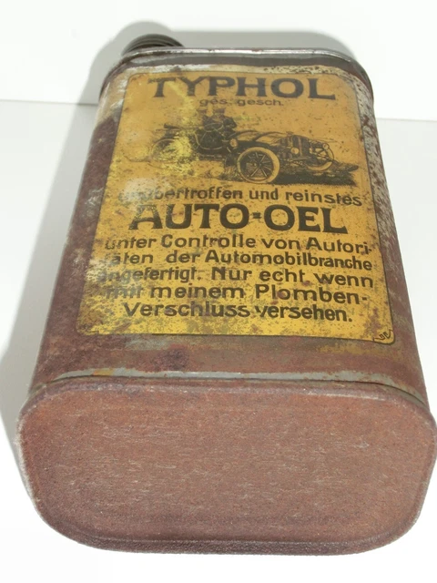 orig.alte Blechdose Typhol Auto Oel Tankstelle Oldtimer Werkstatt Deko Container 8