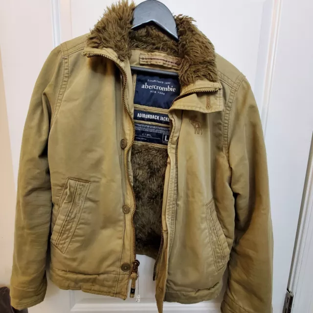 Vintage Abercrombie & Fitch Adirondack Jacket Youth Large Fur Coat 1892 Military