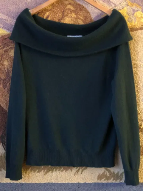 Antonio Melani 100% Cashmere Sz L Women Sweater Long Sleeve Dark Green Cowl Neck