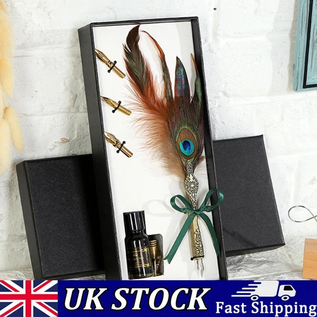 RETRO CALLIGRAPHY FEATHER Dip Pen Quill Fountain Writing Vintage ...
