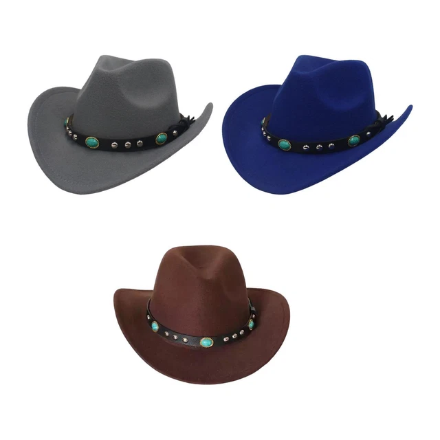 Chapeau de Cowboy Western en feutre pour femmes et hommes Costume à large bord