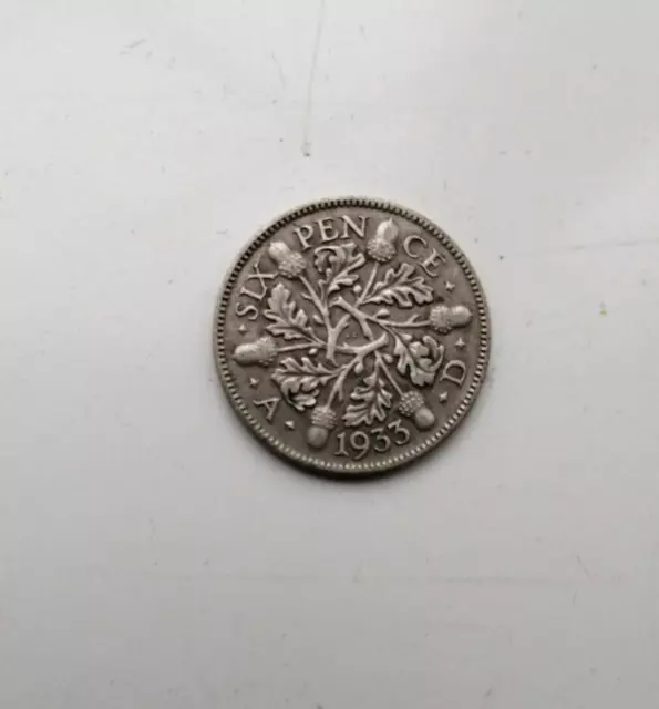 GEORGE V LUCKY SILVER SIXPENCE 1933 6p 6d 6 pence