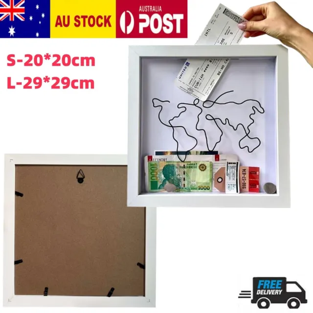  Adventure Archive Box,Travel Keepsake Box with Slot,Travel Box  for Memories,With World Map and Plane Design,Funny Travel Keepsake Box for  Wall and Tabletop Display (Color : 2pcs, Size : Small)