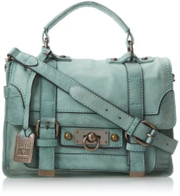 NEW Frye Cameron Work Tote Messenger Leather Bag Briefcase Light Teal Satchel