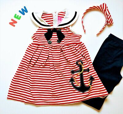 Toddler Kids Girls Clothes Size 4 & 6X NWT Good Lad Red Sailor Leggings Outfit