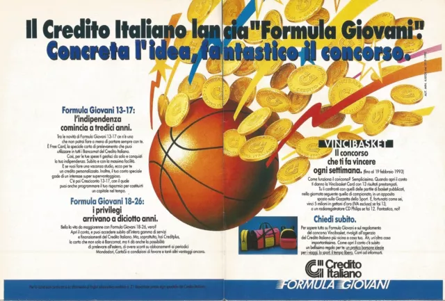 X1740 Crédit Italien - Formule Jeunes - Publicité Du 1993 - Vintage -