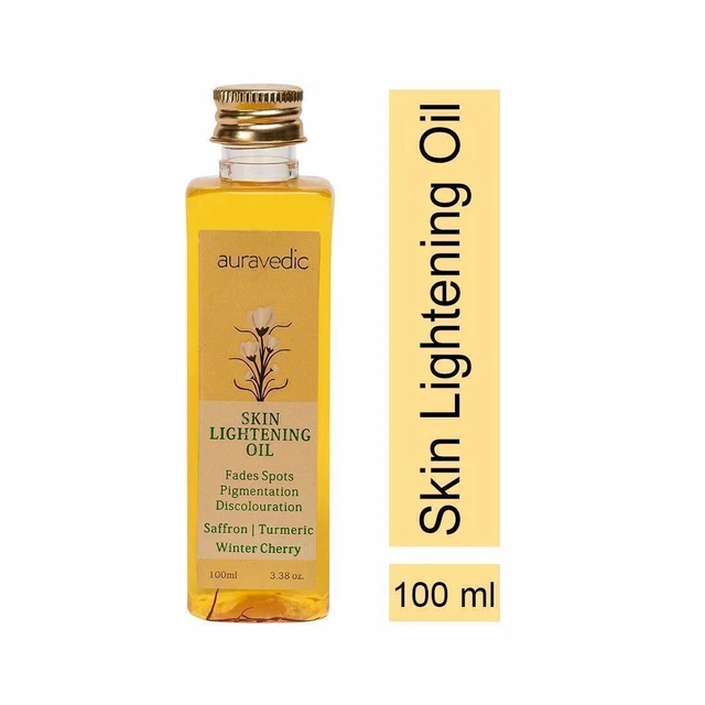 Aceite aclarador de piel auravédico, 100 ml con azafrán, cúrcuma, cereza de invierno
