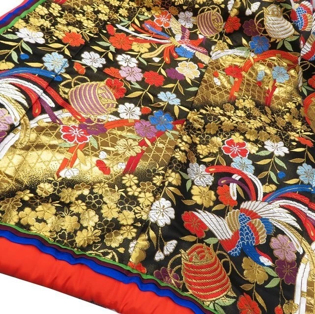 Japanese Kimono Uchikake Luxurious Wedding Embroidery Pure Silk Gold/Black K480 8