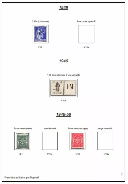 Album de timbres à imprimer par vos soins " FRANCE -Franchise militaire"