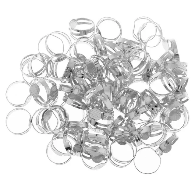 100x Ring Blanks Pad Bezel Jewelry Findings DIY holder Base Settings Adjustable