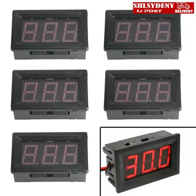 5Pcs Dc 5-120V Voltmeter Red Led Panel 3-Digital Display Volt Meter 2-Wire