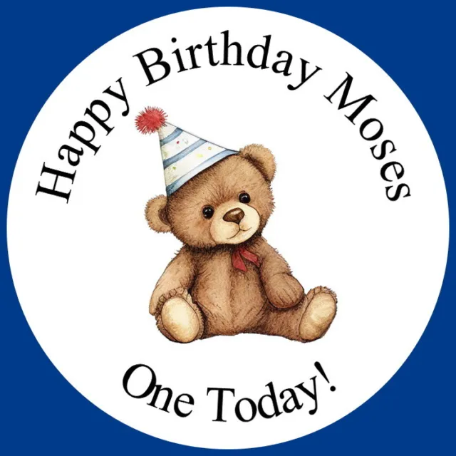 Personalised Gloss Teddy Bear Baby Birthday Labels  Shower Sweet Cone Stickers