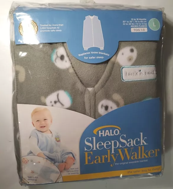 Halo Sleep Sack Early Walker Size Large 12 Mo Gray W/ Puppy Faces