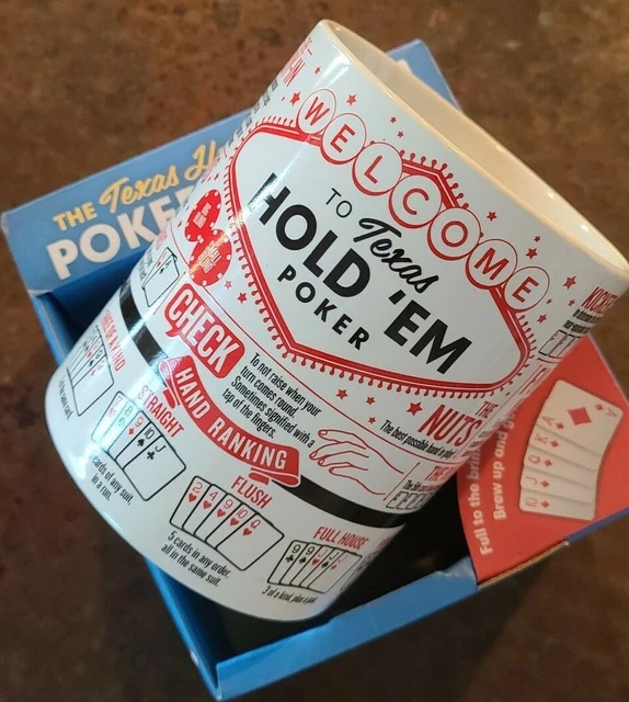 Texas Hold ‘Em Poker Terms Learn to Play Ceramic Coffee Mug  NIB