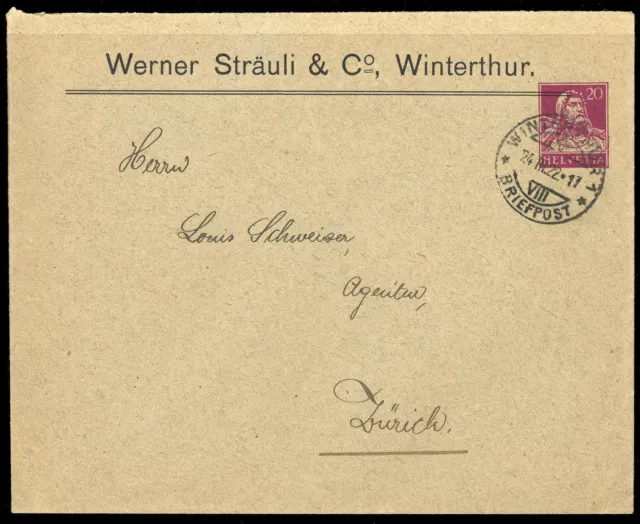 1921, Schweiz, PU (165), Brief - 2895565