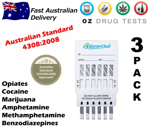 3X Urine Drug Testing Kits, Drug Tests, Drug Screen, Home Test, Detects 6 Drugs