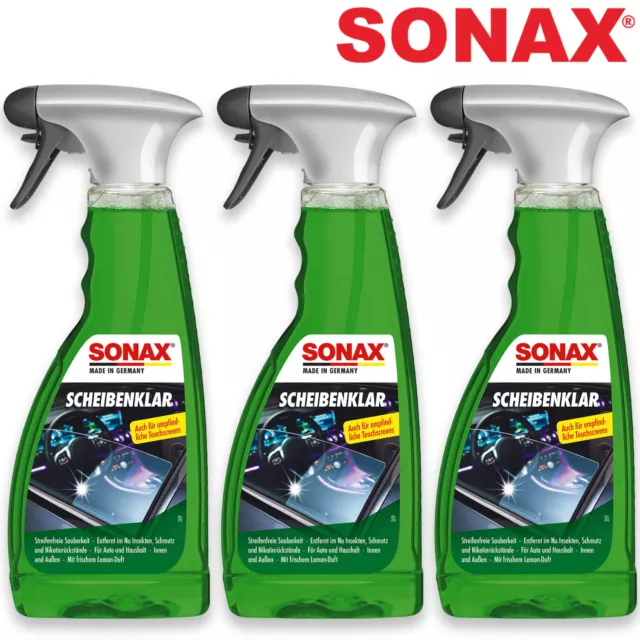 3x SONAX Scheibenklar Scheibenreiniger Nikotinentferner Innen Glasreiniger 500ml