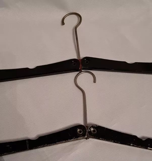 2 Vintage Travel Folding Coat Clothes Hangers In Leather Case - Bakelite? 3