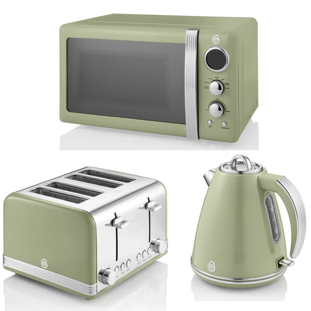 SWAN RETRO GREEN Jug Kettle Slice Toaster Microwave Vintage