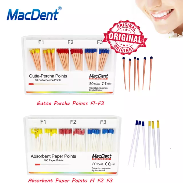 MacDent Dental Obturtaion Universal Gutta Percha Absorbent Paper Points F1/F2/F3