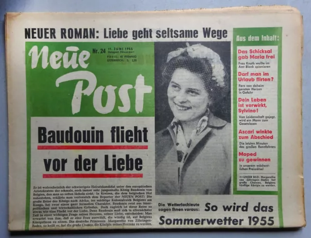 Rarität - Zeitung NEUE POST, Nr.  24_1955; König Boudouin von Belgien; A. Ascari