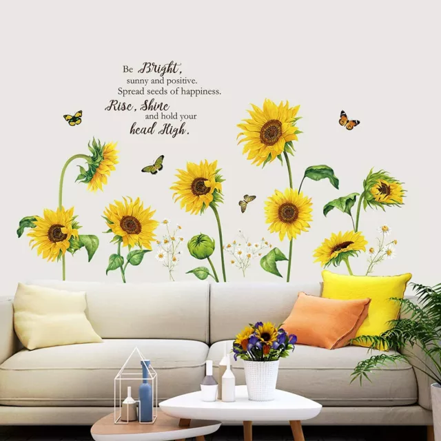 Sunflower Butterfly Wall Sticker Vinyl Art Decor Diy Garden Flower Home Bedroom