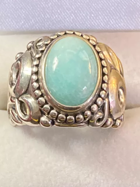.925 Sterling Silver Carolyn Pollack Am. West Peruvian Amazonite Ring Sz. 10